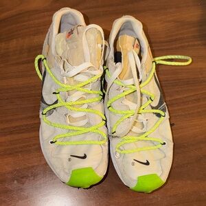 Nike OFF WHITE Beige Sneakers with Neon Green Highlights